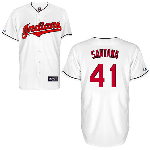 Carlos Santana #41 Youth Baseball Jersey-Cleveland Indians Authentic Home White Cool Base MLB Jersey